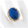Image 9 : Vintage 18K TT Gold Cabochon Lapis Lazuli Textured Crescent Large Cocktail Ring
