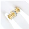 Image 3 : High Quality 18k TT Gold 0.48 ctw Round & Baguette Diamond Wide Buckle Band Ring
