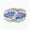 Image 4 : 14k White Gold .85 ctw Round Brilliant Tanzanite & Diamond Wide Cluster Band Rin