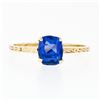 Image 5 : Antique 14k Gold GIA 1.95 ctw NO HEAT Cushion Blue Ceylon Sapphire Solitaire Rin