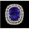 Image 2 : 18.03 ctw Tanzanite and Diamond Ring - 14KT White Gold