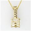 Image 5 : QUALITY 14K Yellow Gold Large Asscher Cut & 5 Round Hand Set CZ Pendant Necklace