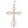 Image 1 : NEW 18k Two Tone Gold 18" 1.26 ctw Pave Round Diamond Open Cross Pendant Necklac