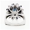 Image 7 : Vintage 18k White Gold 3.15 ctw Oval Sapphire Round Diamond Tiered Cluster Ring