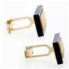 Image 5 : 14K Yellow Gold Rectangular Cut Black Onyx Florentine Finish Swivel Cuff Links