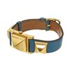 Image 8 : Hermes Blue gold-Plated and Leather Medor Quartz 20mm Watch