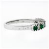 Image 6 : 18k White Gold 1.36 ctw Alternating Round Diamond & Emerald Wedding Band Ring 5.