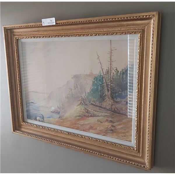 Water Color Painting Of Beach Side - 27L x 21W