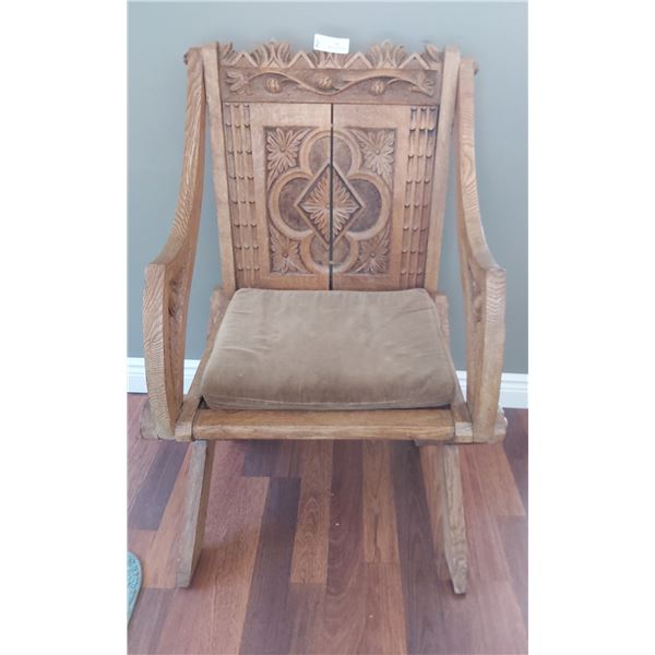 Unique Wood Carved Chair - 39H x 24W