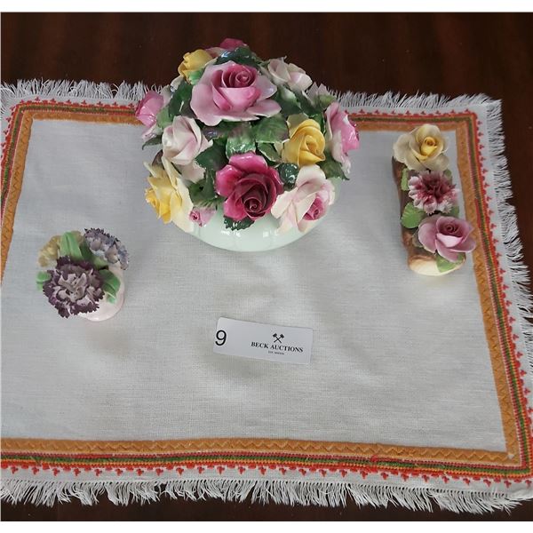 Three Floral (Bone China) Decretive Pieces