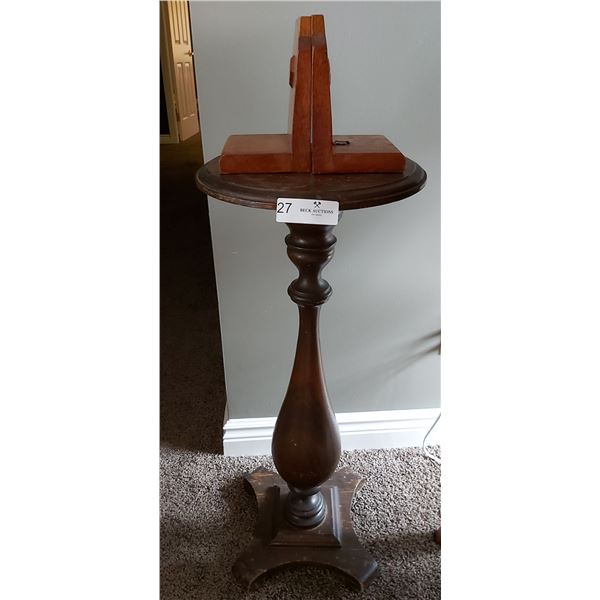 Wood Accent Table - 30H With Wood Book Ends