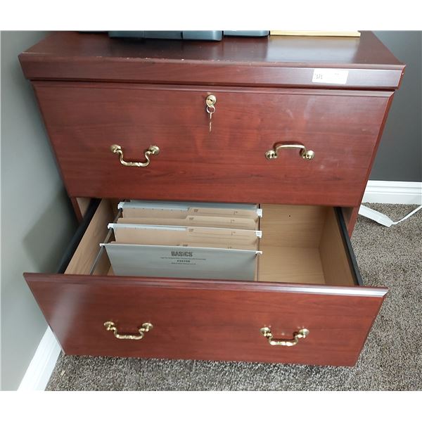 Wood Two Drawer Filing Cabinet With Keys - 30H x 21D x 31L