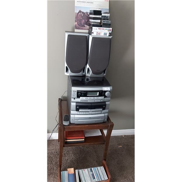 Teac 3 Disc Shuffle Stereo/Record Player With CDS & Cassette Tapes & Stand - 26H x 20L x 19D (Table)