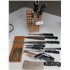 Image 1 : Knife Block With Assortment Of Knives Including Henckel