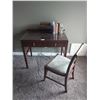 Image 1 : Writing Desk With Glass Top, Chair, And Books - 36L x 21D x 32H