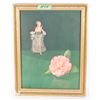 Image 1 : VINTAGE 14" X 18" FRAMED WOMEN AND FLOWER PICTURE