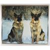 VINTAGE FRAMED 2 DOG PHOTO (24.5" X 20.5")