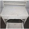 Image 3 : VINTAGE WICKER VANITY SET. DESK, STOOL, MIRROR