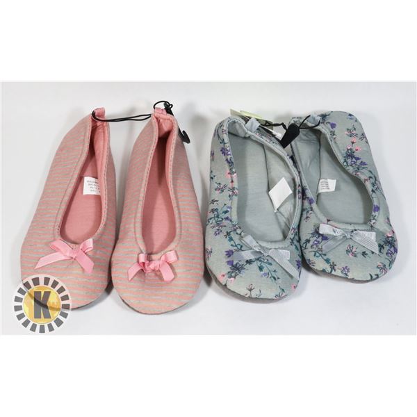 2 NEW PAIRS WOMEN'S BALLET FLAT SLIPPERS SIZE 5-6