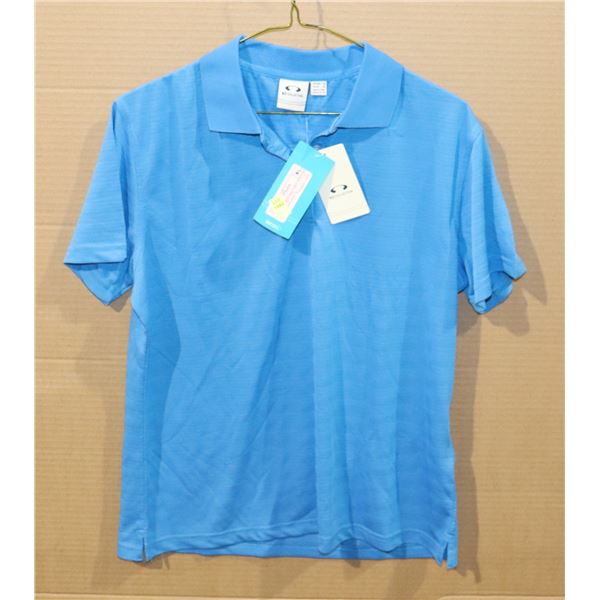 NEW WOMEN'S BIZ COOL TEXTURED BLUE POLO, SIZE 10