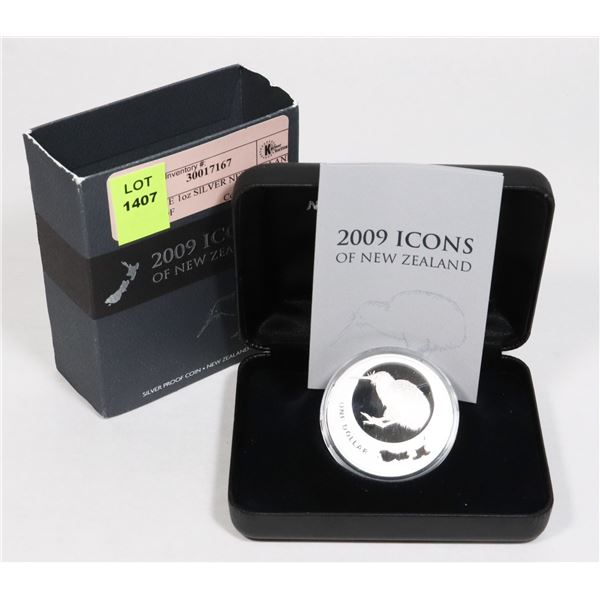 2009 FINE 1oz SILVER NEW ZEALAND $1 PROOF