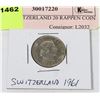 Image 1 : 1961 SWITZERLAND 20 RAPPEN COIN