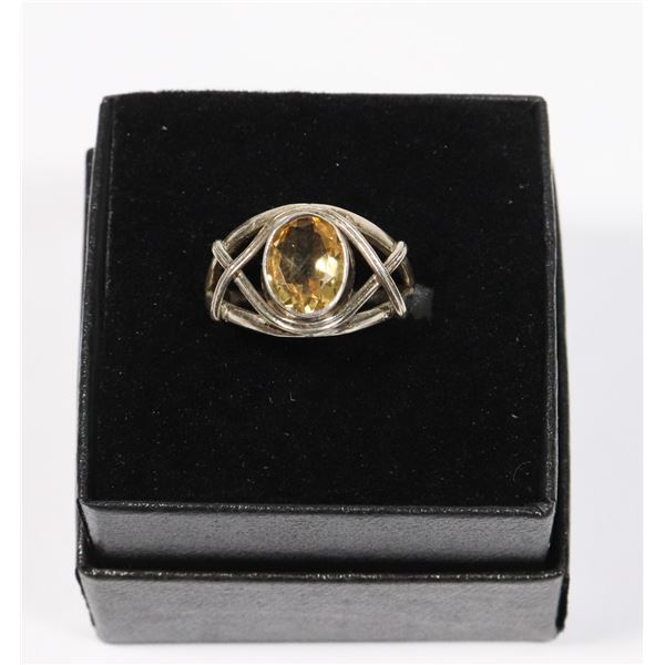 STERLING SILVER CITRINE GEMSTONE RING