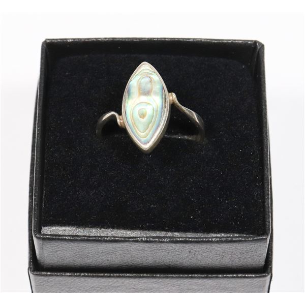 STERLING SILVER ABALONE SHELL GEMSTONE RING