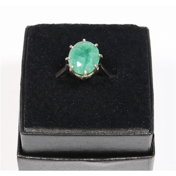 STERLING SILVER EMERALD GEMSTONE RING