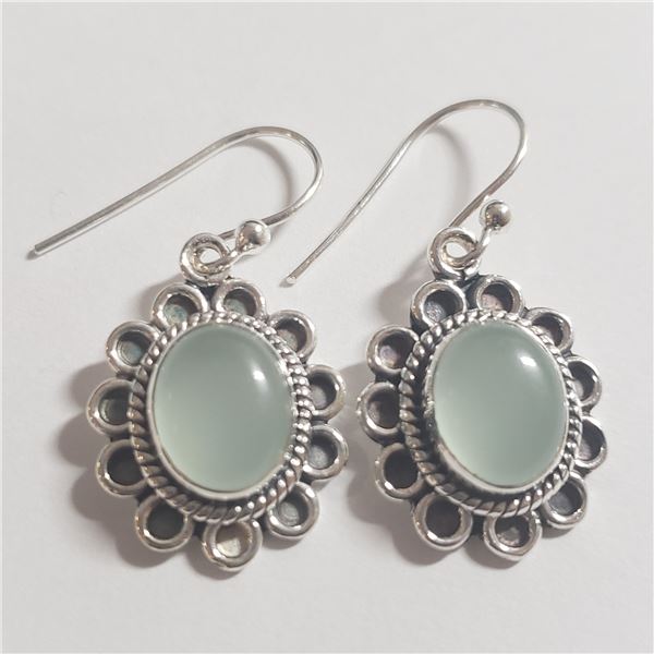 SILVER CHALCEDONY EARRINGS (~WEIGHT 5.92G)