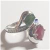 Image 2 : SILVER RHODIUM PLATED RUBY EMERALD(2CT)