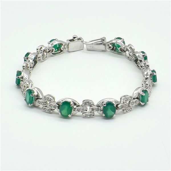 SILVER GREEN ONYX CZ(13.15CT) RHODIUM PLATED