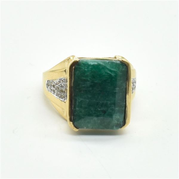 GOLD PLATED SILVER EMERALD(8.4CT) GOLD RHODIUM