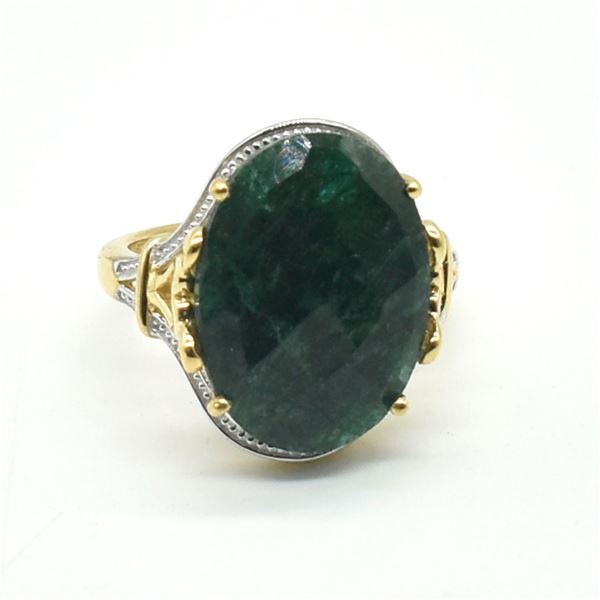 GOLD PLATED SILVER EMERALD(9.2CT) GOLD RHODIUM