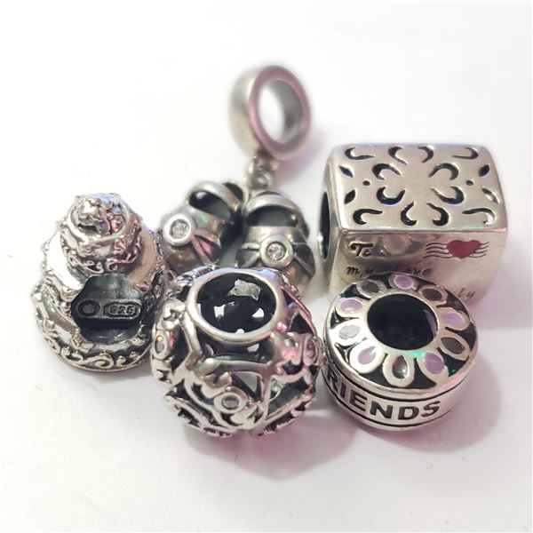 SILVER PACK OF 5 PANDORA STYLE BEADS