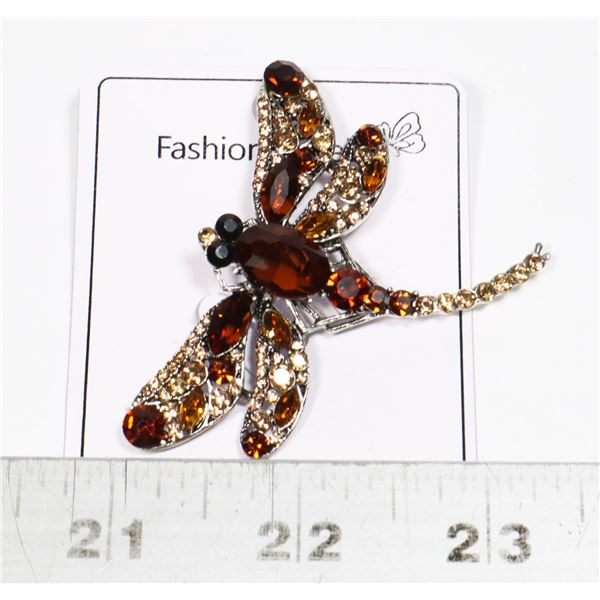 NEW COFFEE COLOR ANTIQUE STYLE DRAGON FLY BROOCH