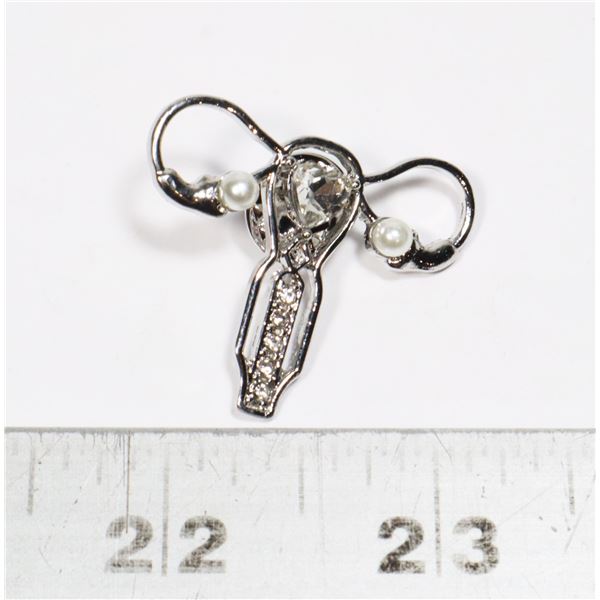 NEW RHINESTONE UTERUS BROOCH