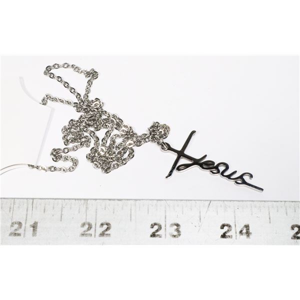 NEW STAINLESS STEEL JESUS CROSS PENDANT AND CHAIN