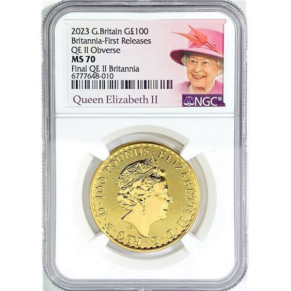 2023 British 1oz Gold Final QE NGC MS70