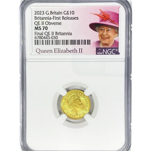 2023 Queen Gold Britannia 1/10 oz NGC MS70
