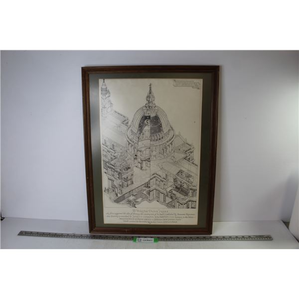 Framed Print of a Drawing of St. Paul's Cathedral (19 1/4" x 29")