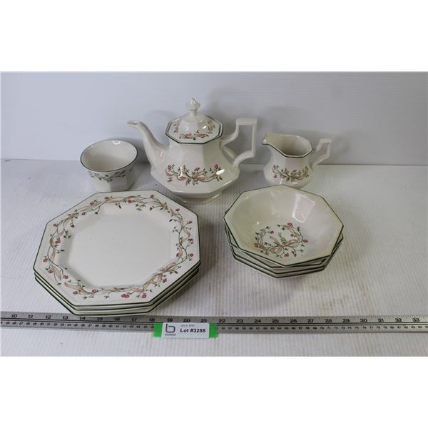 Johnson Brothers Teapot - Creamer& Sugar Bowl - Plates - Bowls