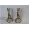 Image 4 : (2) Glass Candle Sticks - (2) Ornate Candleholders - Candles - Tealight Decor