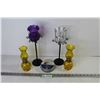 Image 1 : (2) Miniature Oil Lamps - (2) Candle Holders - Sports Tin Coasters
