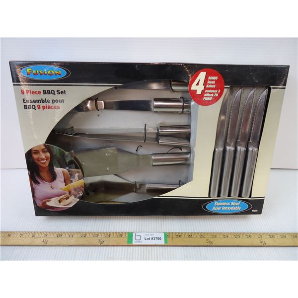 9 Piece Stainless Steel BBQ Set (New)