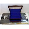 Image 1 : Vintage Wooden Silverware Flatware Blue Interior Chest Storage Box Case, Set of (8) Placemats and (4
