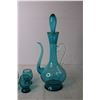 Image 2 : Blue Glass Decanter with Cups