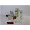 Image 4 : (20 Necklaces - Avon Poodle - Glass Cutting Board - Tin Buttons - Glass Perfume Bottle - Mics Items