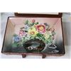 Image 4 : (2) Glass Sugar Bowls - plaque With Saying - Ceramic Dish - Ceramic Framed Flower Image (corner is b