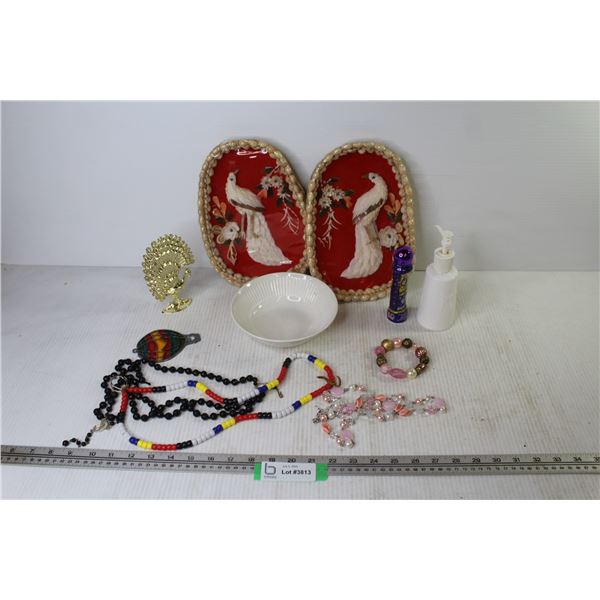 (2) Shell Art Baskets - Costume Jewelry - Misc. Items